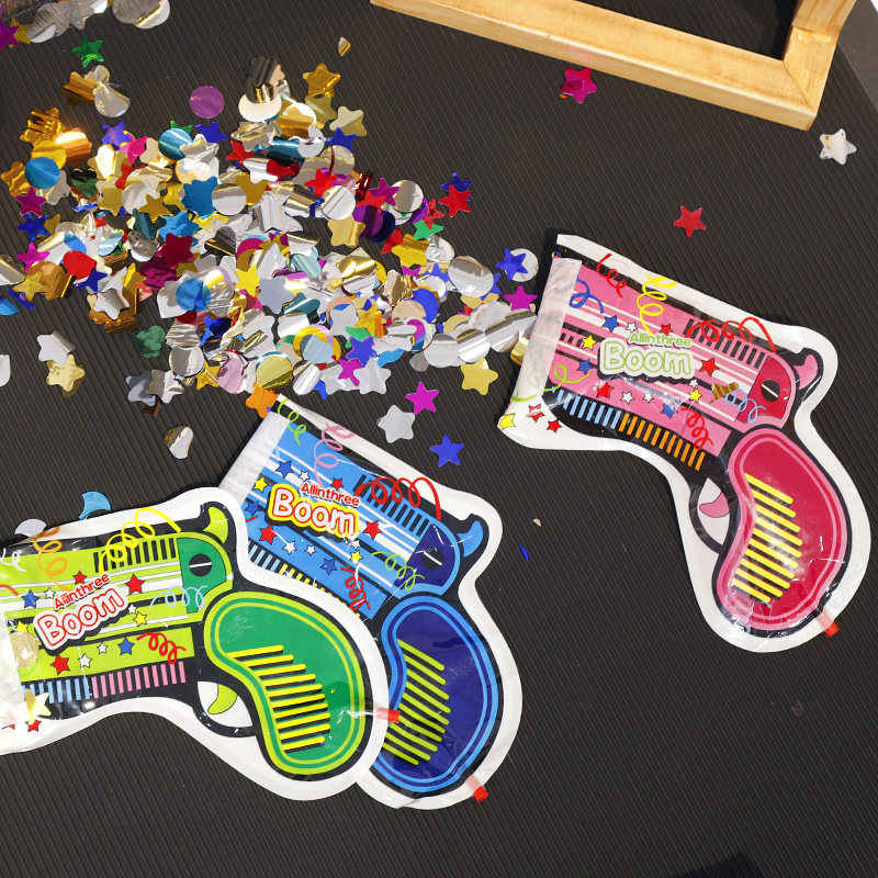 网红手持充气礼花气球枪生日派对用品喷射氛围道具亮片气球礼花枪