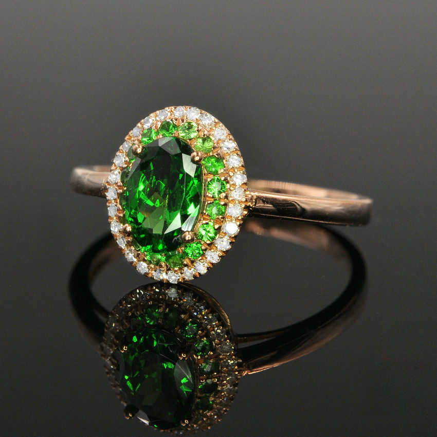 18k金天然沙弗莱戒指全干净 好火彩 可修改圈口电脑可看视频