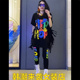 2022夏装新款韩版宽松彩色短袖t恤女v领设计感潮牌大码套装弹力裤