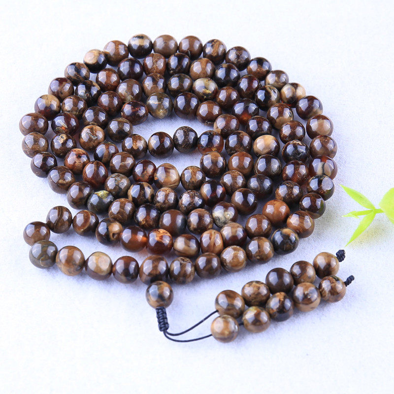 24.91g 深黑根珀108粒项链 (强荧光)t24-41