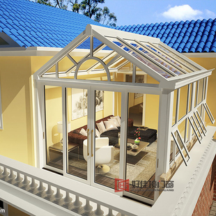 别墅庭院阳光房屋顶顶棚户外搭建可移动铝合金玻璃露台封阳台定制