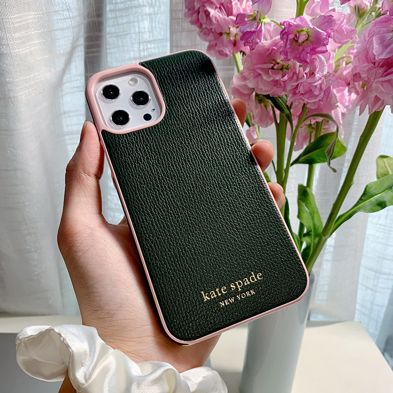 katespade轻奢皮革适用于苹果12iphone 12/pro/max半包手机保护壳