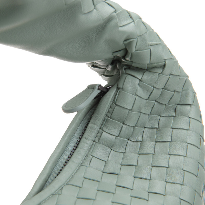 bottega veneta宝缇嘉深薄荷绿羊皮材质经典编织包身女士手提包