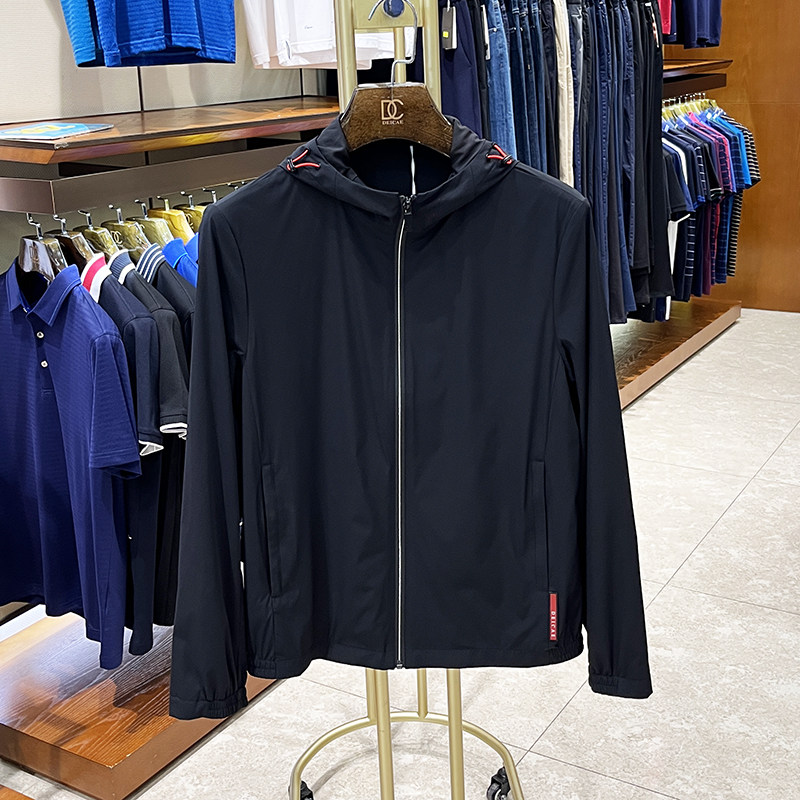 deicae/迪赛男装正品 春夏新品薄款锦纶弹力拉链连帽夹克外套男