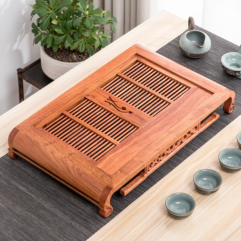 湛卢 黑檀花梨木茶盘功夫茶具家用简约实木小茶台抽屉式排水茶海