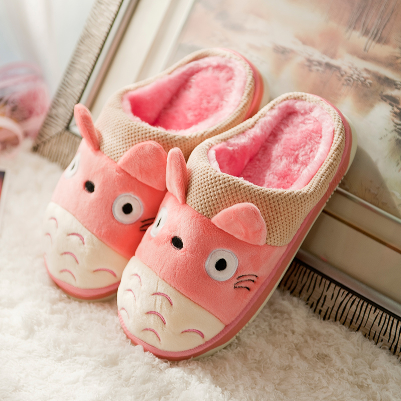 冬天可爱冬季防滑居家底情卡通龙猫包室内拖鞋