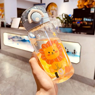 儿童水杯女塑料杯子防摔耐高温可爱透明中小学生男便携ins随手杯