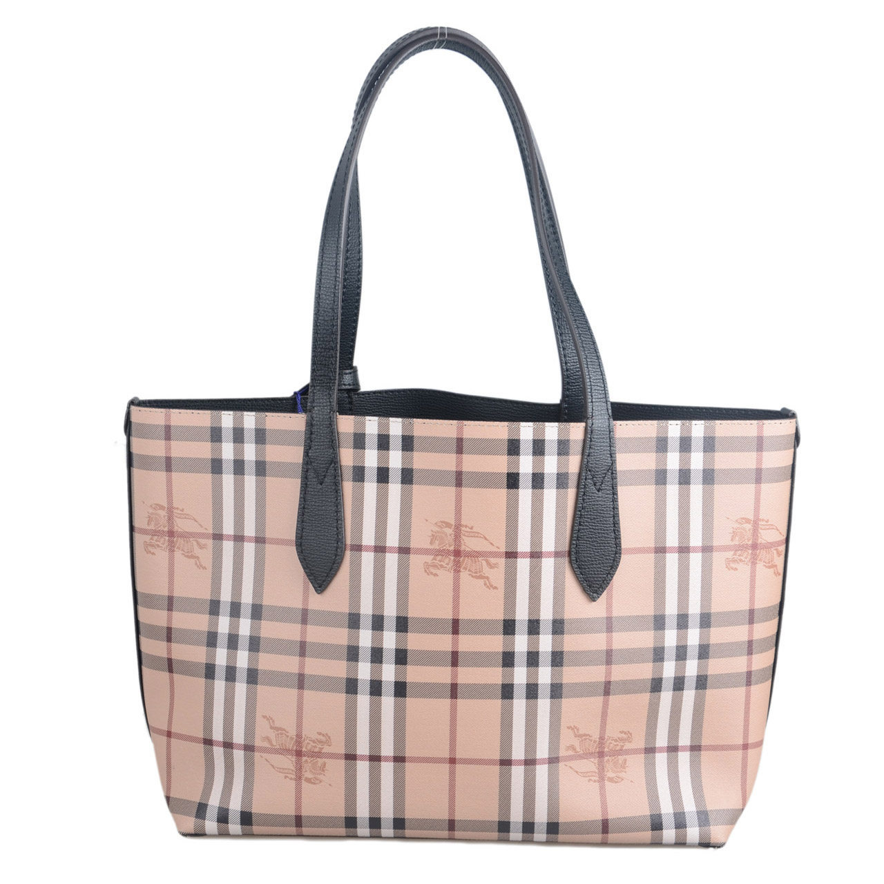 [中检][9.9新]博柏利burberry女士格纹双面购物袋单肩包