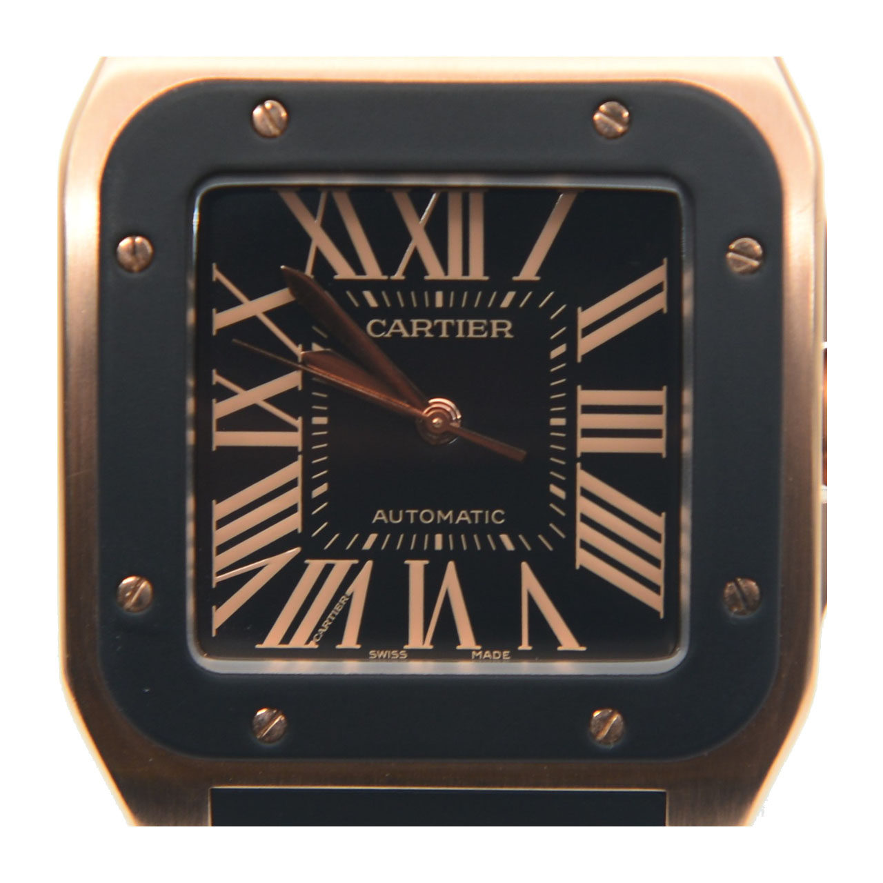 [9.8新]卡地亚cartier男表玫瑰金桑托斯自动机械表