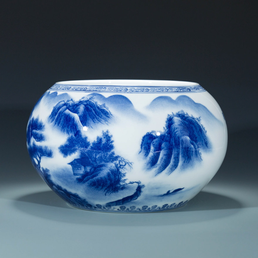 釉中彩山水内画童趣水洗 江西省高级陶瓷美术师作品