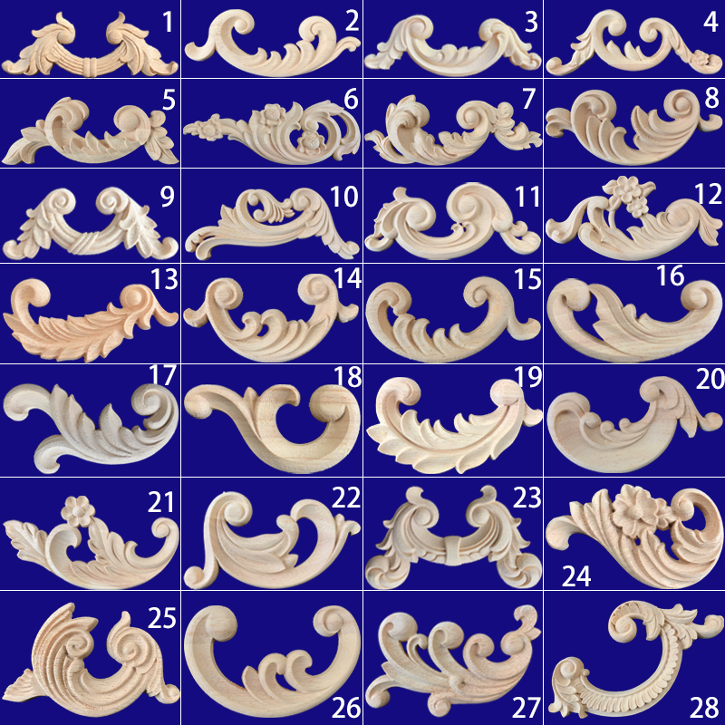 实木角花欧式木雕花法式装饰美式风格花片东阳木雕三角柜门护墙板