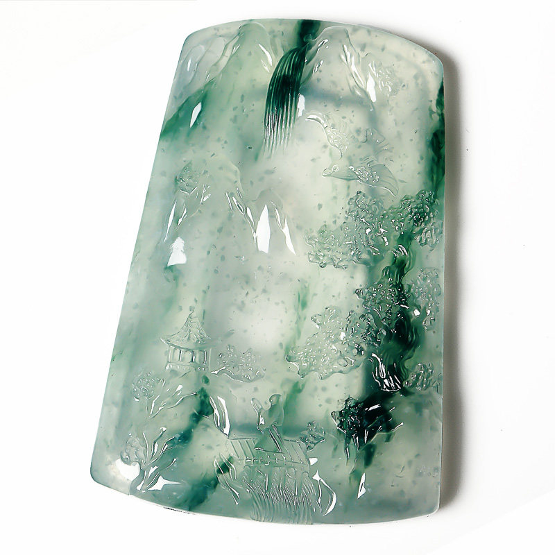 【林佳裕大师作品】收藏级老坑木那种翡翠--锦绣山河 42.57g