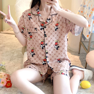 夏天冰丝两件套短袖孕妇装怀孕期外出夏季大码月子服产后哺乳睡衣