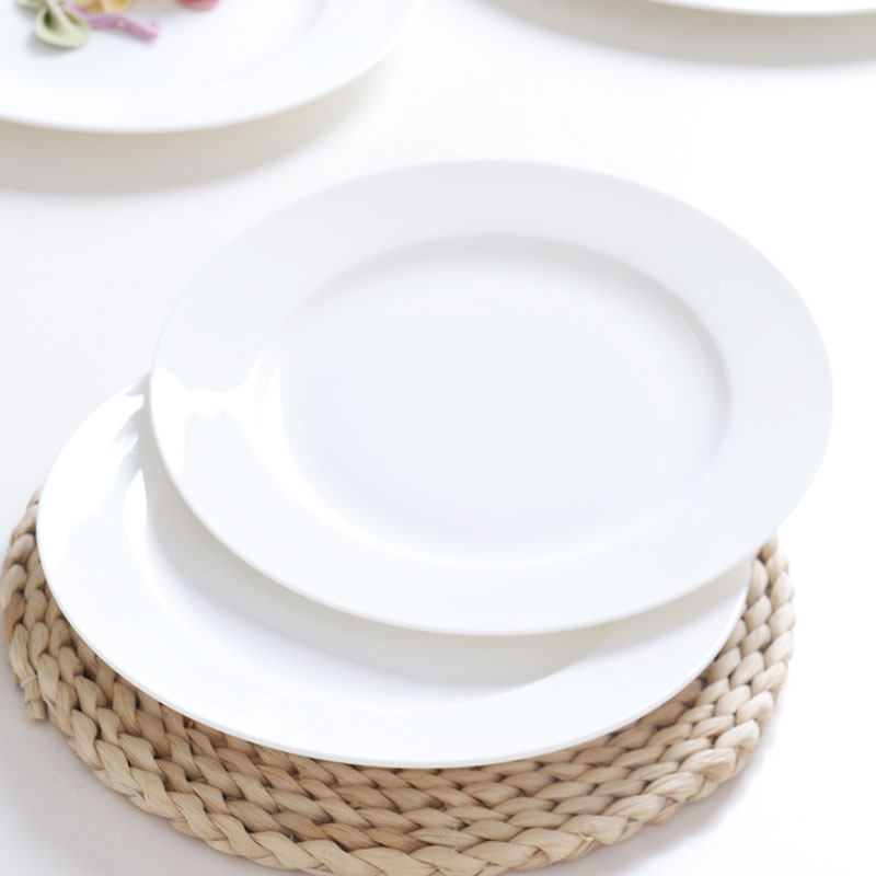 景德镇家用骨瓷菜盘子纯白色圆形创意碟子平盘陶瓷牛排盘西餐盘