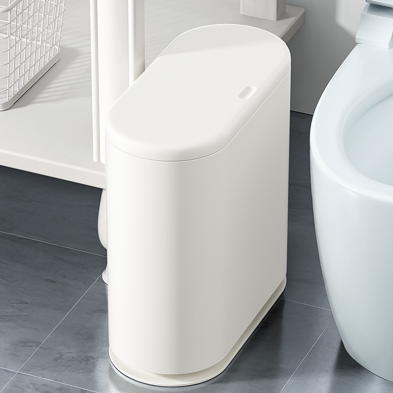日本按压夹缝垃圾桶家用厕所卫生间带盖客厅卧室专用大号桶窄轻奢
