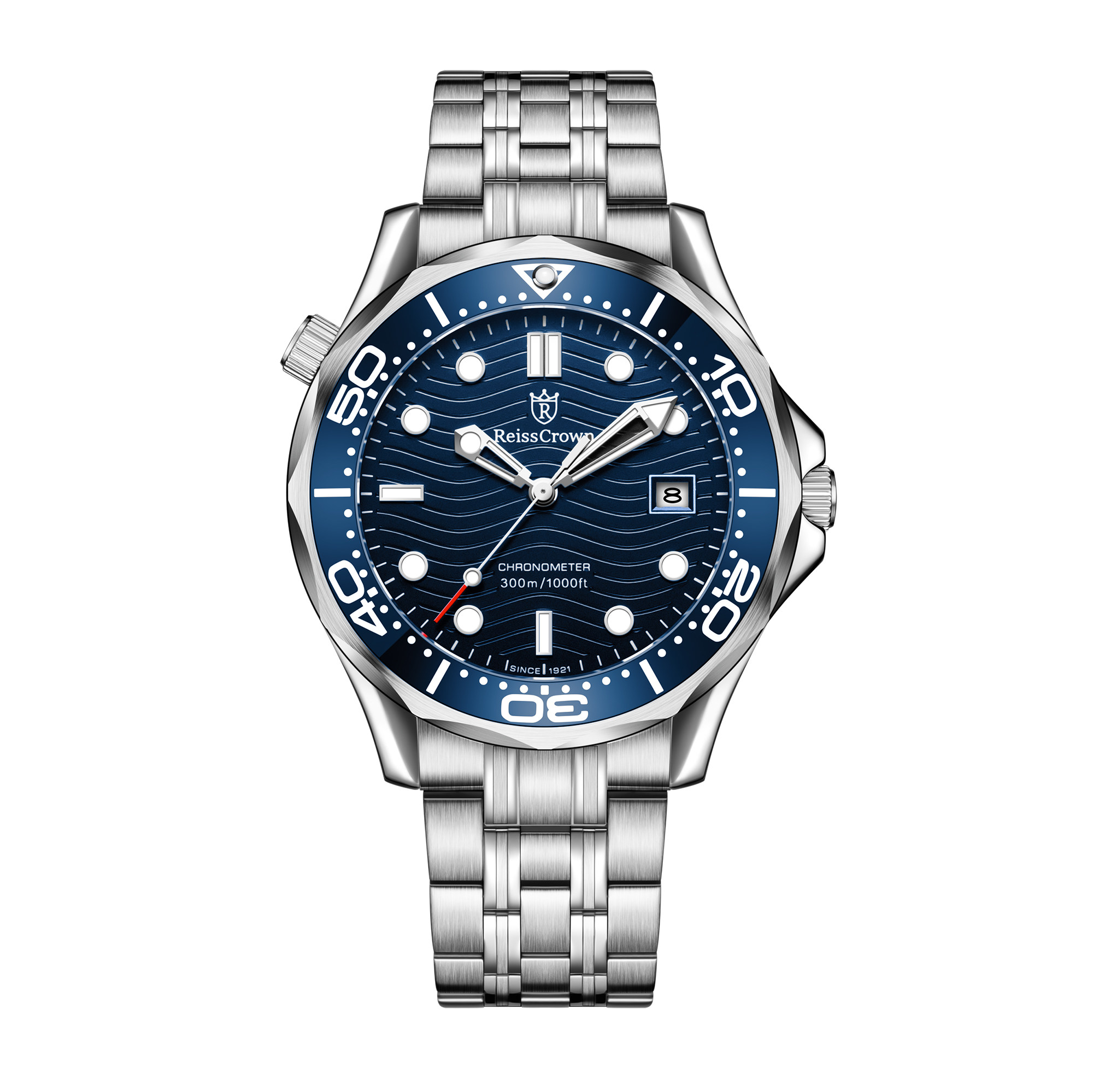 reisscrown瑞斯皇冠【蓝海马】42男士机械表腕表