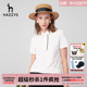 Hazzys哈吉斯女士木耳边门襟韩版polo衫专柜夏季新款休闲短袖T恤