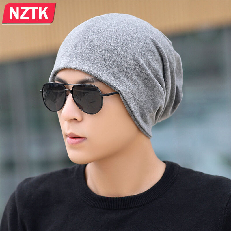 NZTK毛线帽子男士秋冬户外加绒保暖套头韩版针织帽MT001灰色（加