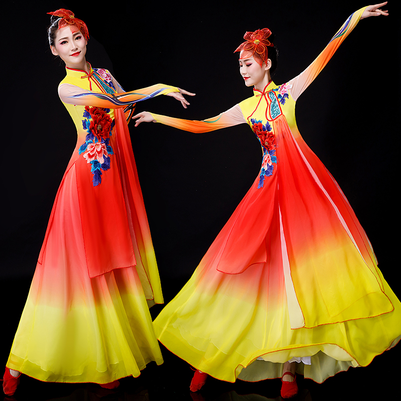 新款开场舞大摆裙飘逸中国风现代舞长裙舞蹈服装合唱表演服女成人|ruв категории Женская одежда, костюм/национальная одежда/театр костюм, национальная одежда/этап погрузки - от Buy2taobao.com для оказания профессиональной услуги покупки агента Taobao