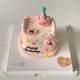 网红ins风烘焙蛋糕装饰可爱派对帽小猪摆件儿童宝生日甜品台插件