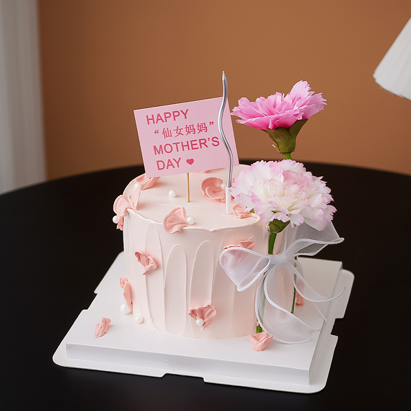 母亲节仿真康乃馨烘焙蛋糕装饰摆件仙女妈妈插件甜品台唯美装扮