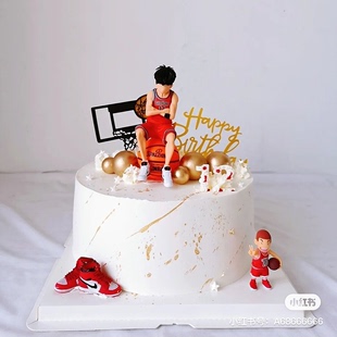 网红篮球蛋糕装饰品摆件套装迷你球鞋球框男孩生日主题烘焙配件