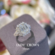 ladycrown戒指女纯银4ct白G色阿斯切冰糖百搭通勤网红送女友高级