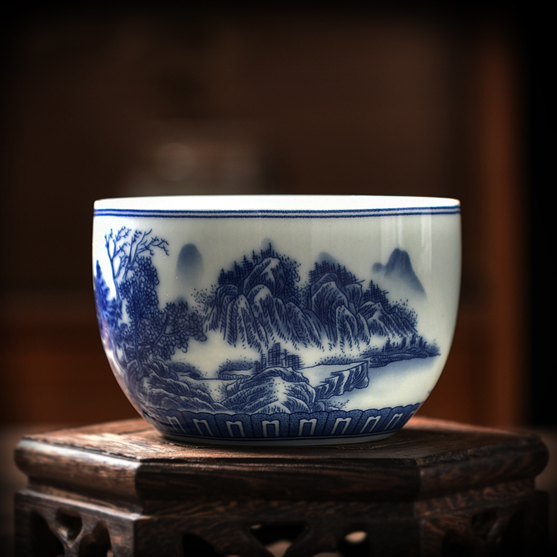 景德镇青花瓷主人杯单杯仿古个人茶杯陶瓷茶盏功夫茶具单个品茗杯