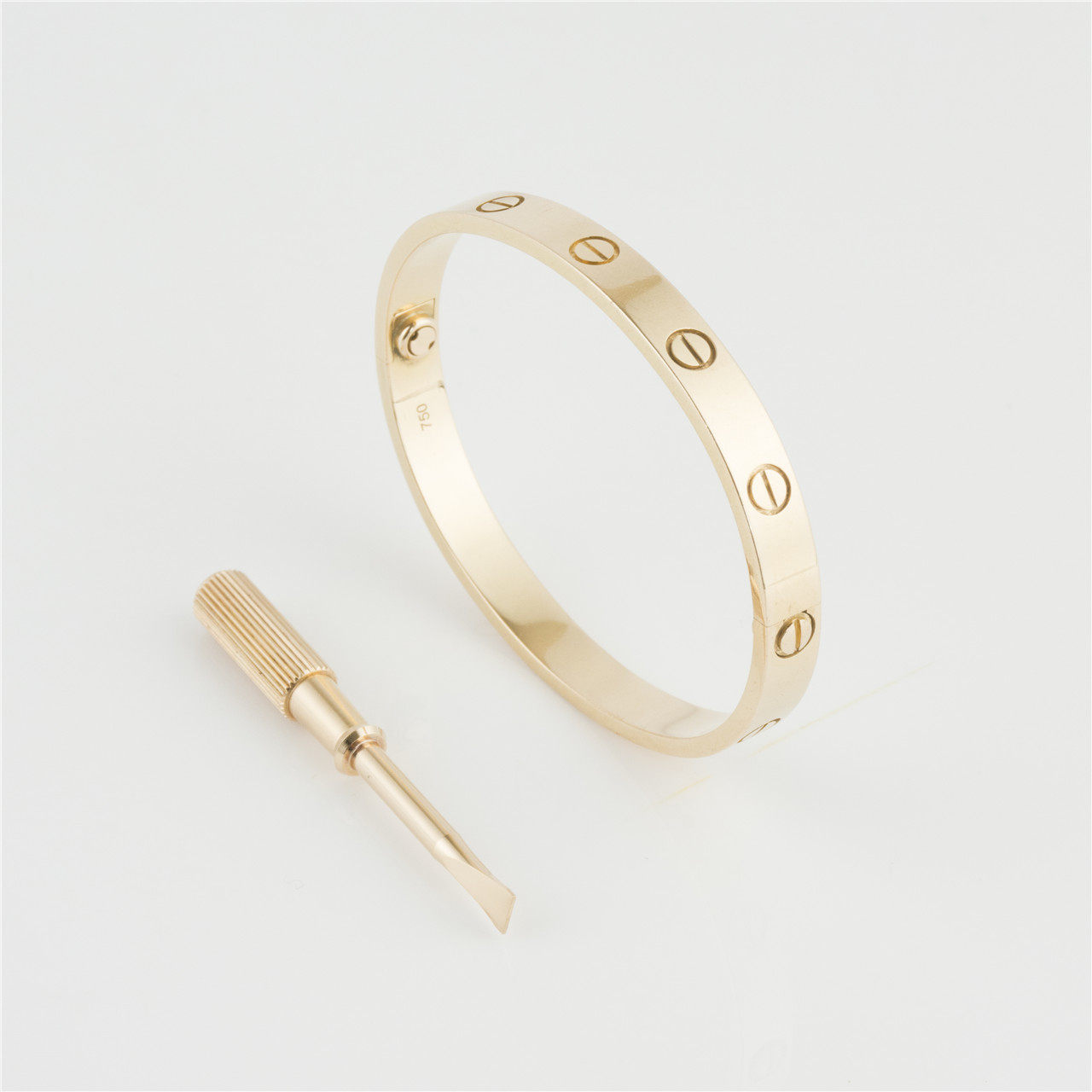 [9.8新]卡地亚cartier女式love系列无钻18k玫瑰金手镯16号ad146