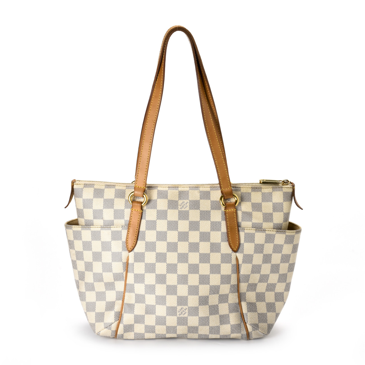 [9.0新]路易威登lv女士totally小号白棋盘格手提单肩包附发票bb87