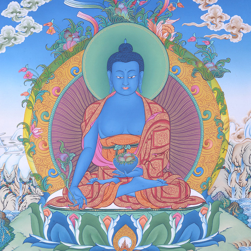 【消灾延寿消除病痛】纯矿物颜料手绘药师佛 高63cm 宽47cm h23