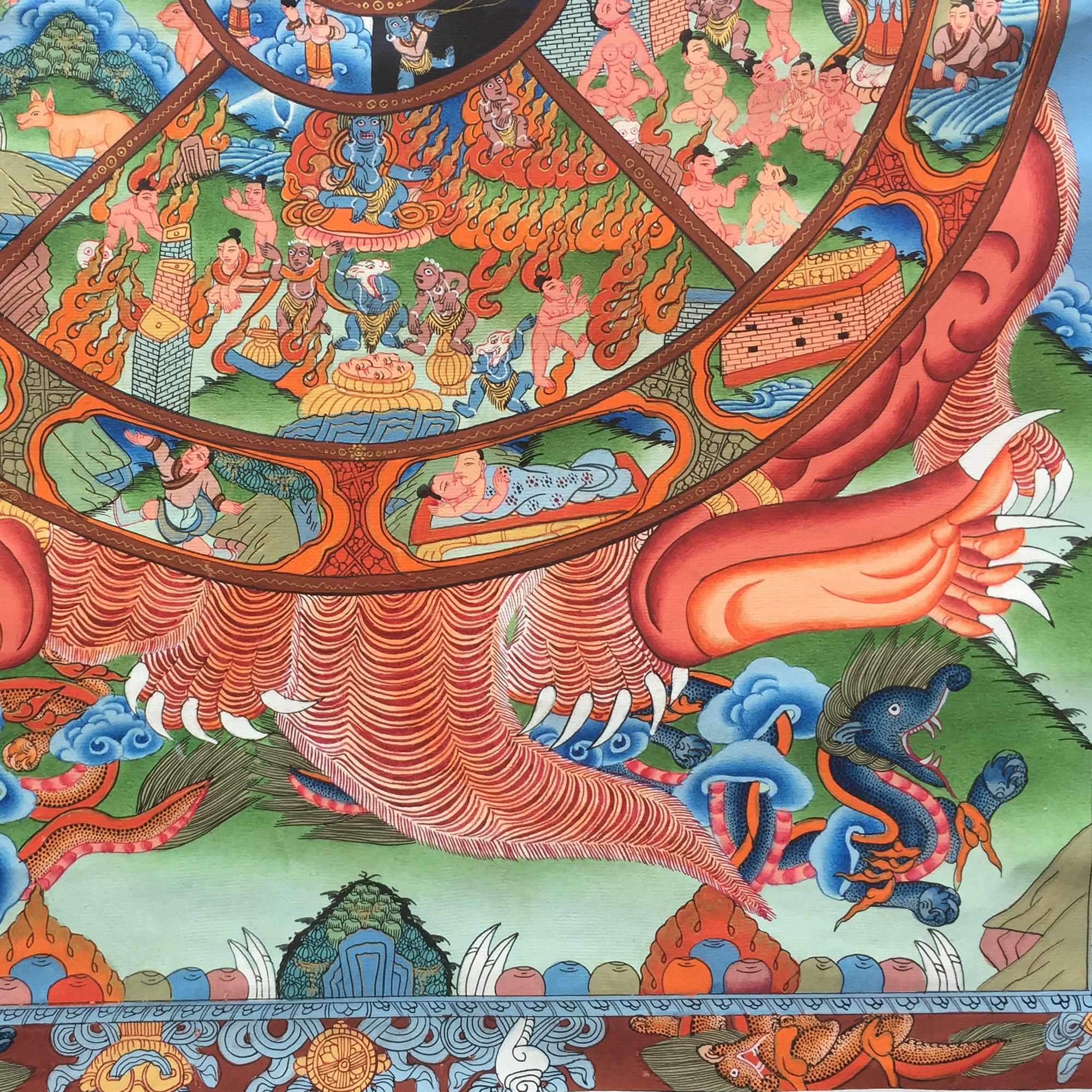 高61cm 六道轮回 尼泊尔手绘唐卡 tj23