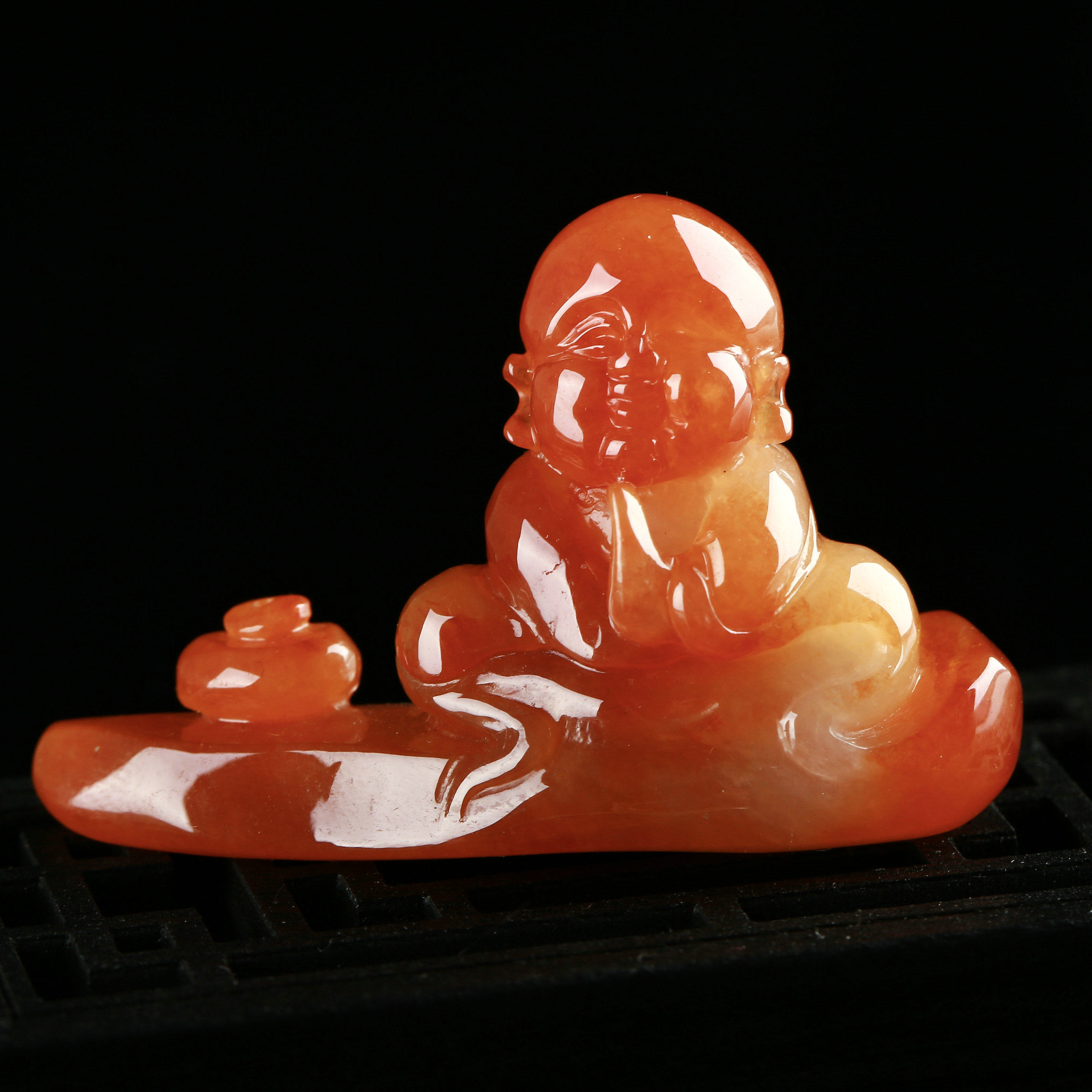 老坑细糯种红翡悟道手玩件 22.58g