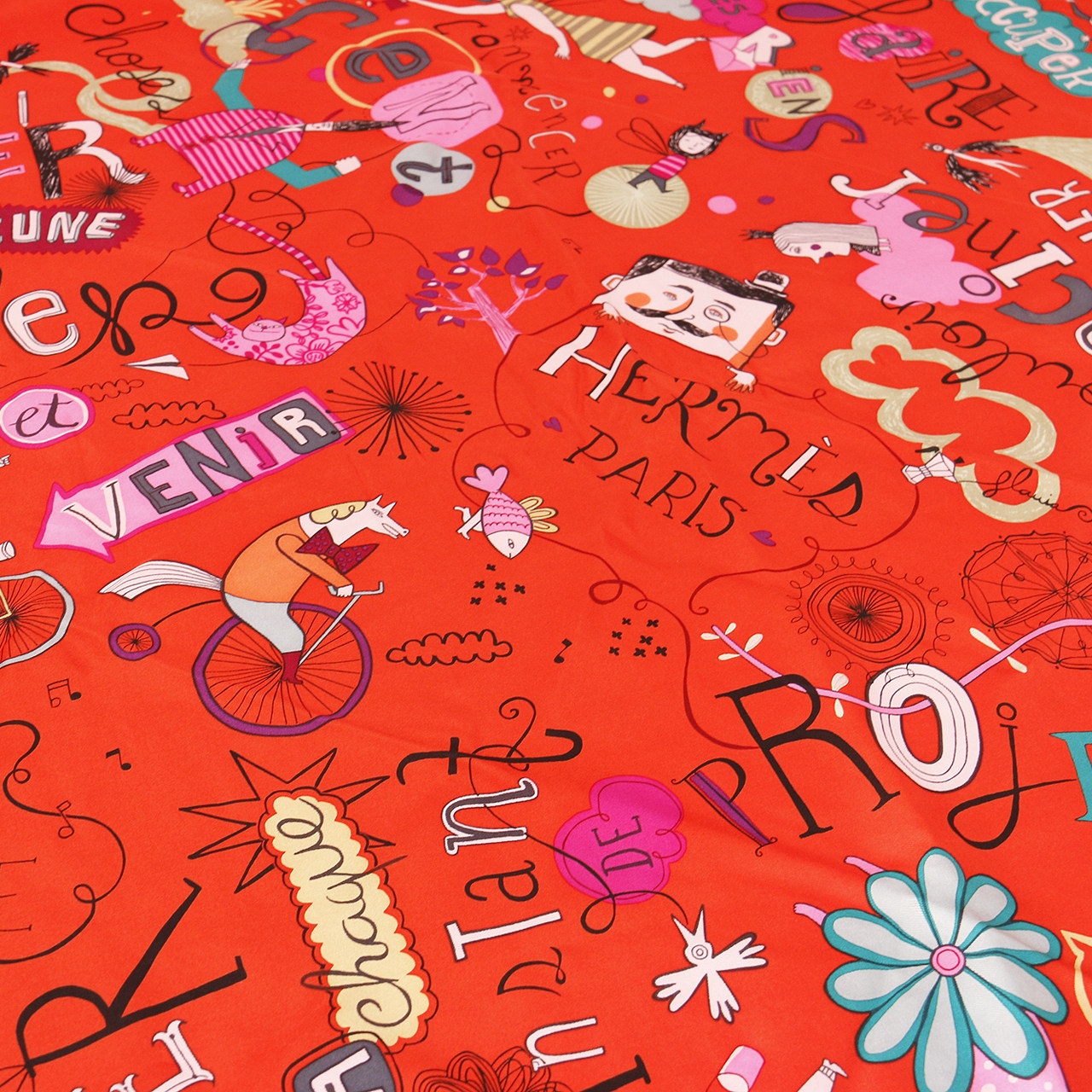 [9.8新]爱马仕hermes女士丝巾红色桑蚕丝方巾