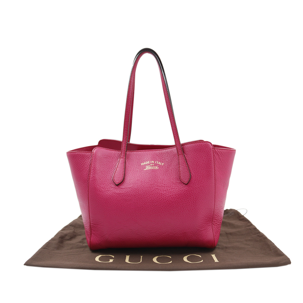 [9.0新]古驰gucci女士手提包玫红色荔枝纹牛皮手袋