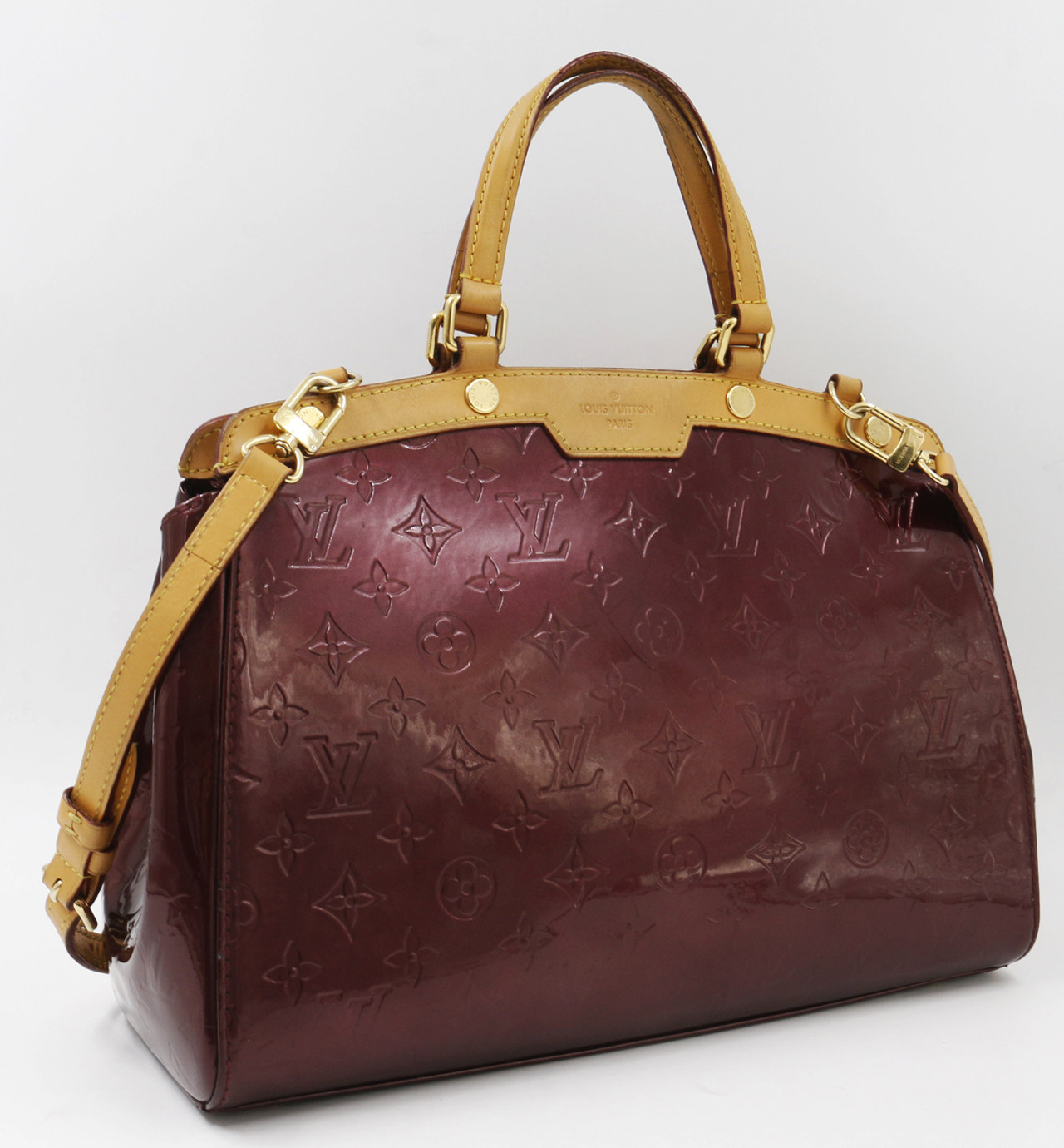 [8.5新]路易威登lv女士手提包车厘子色monogram vernis漆皮医生包