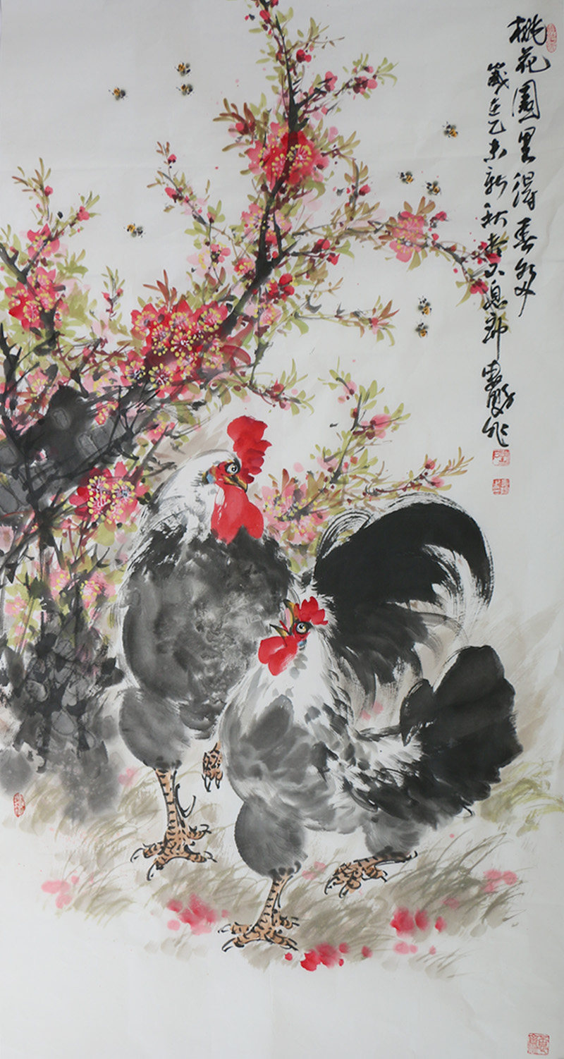 娄鹏四尺条幅《桃花园》