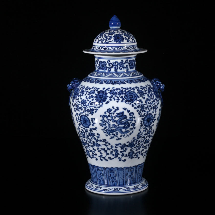 百年品牌非遗传承人孙公窑省大师孙立新 青花龙纹将军罐