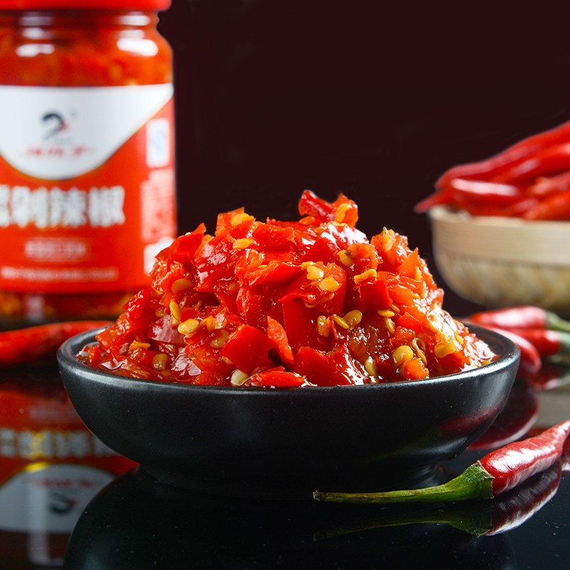 湖南辣妹子原味鱼头剁椒酱下饭菜拌饭剁辣椒酱玻璃装新品258g*3罐