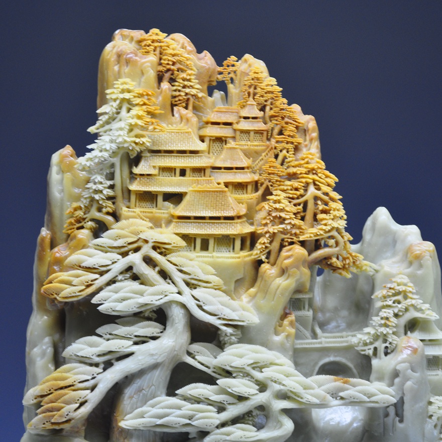 【直供】精品收藏 大山水摆件高 《江山揽胜》青田石雕收藏