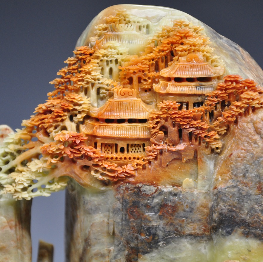 36斤 《鸿运当头》山水摆件 青田石雕 收藏 居家摆放