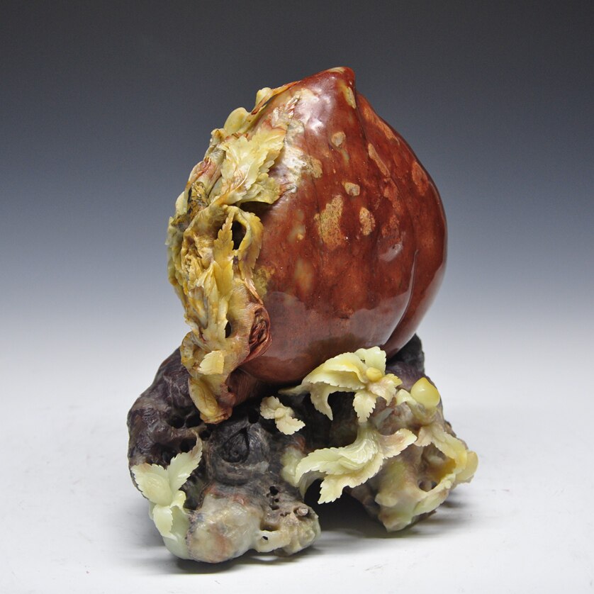 青田石雕摆件 红花石《桃》居家摆放 馈赠亲朋