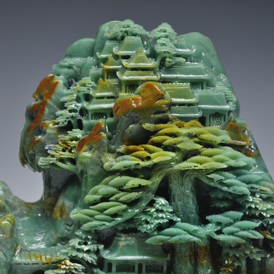 青田石雕山水摆件 《迎客松-人间仙境》 收藏馈赠