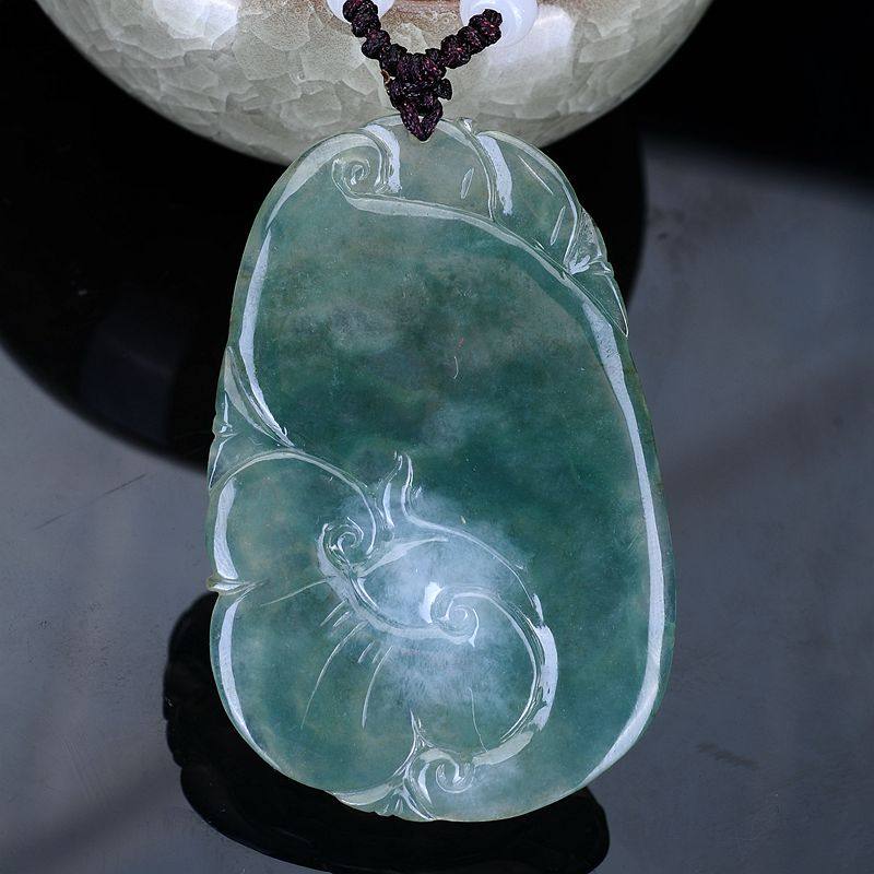 冰种油青灰绿龙牌挂件缅甸a货天然翡翠吊坠19.19克