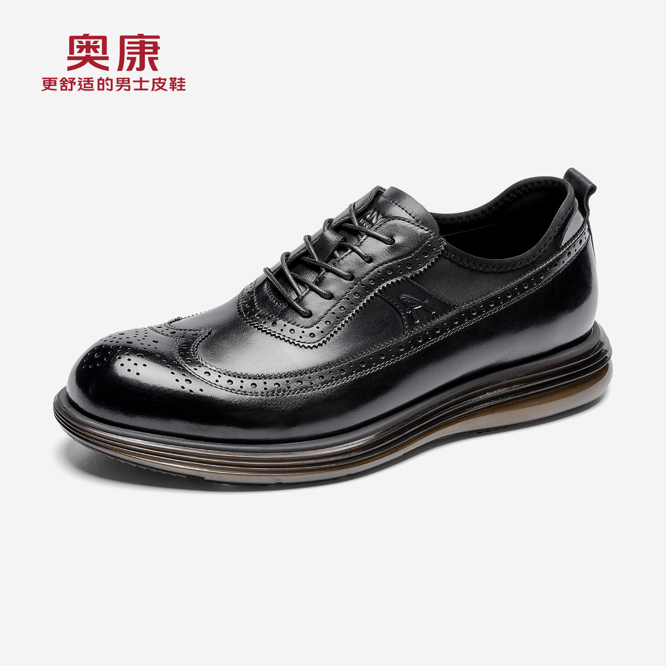 m运动皮鞋奥康男鞋2022春季新款商务休闲皮鞋男士呼吸系列鞋
