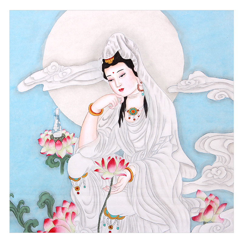 莫良友 《叶衣观音》 工笔精品人物 广西美协会员