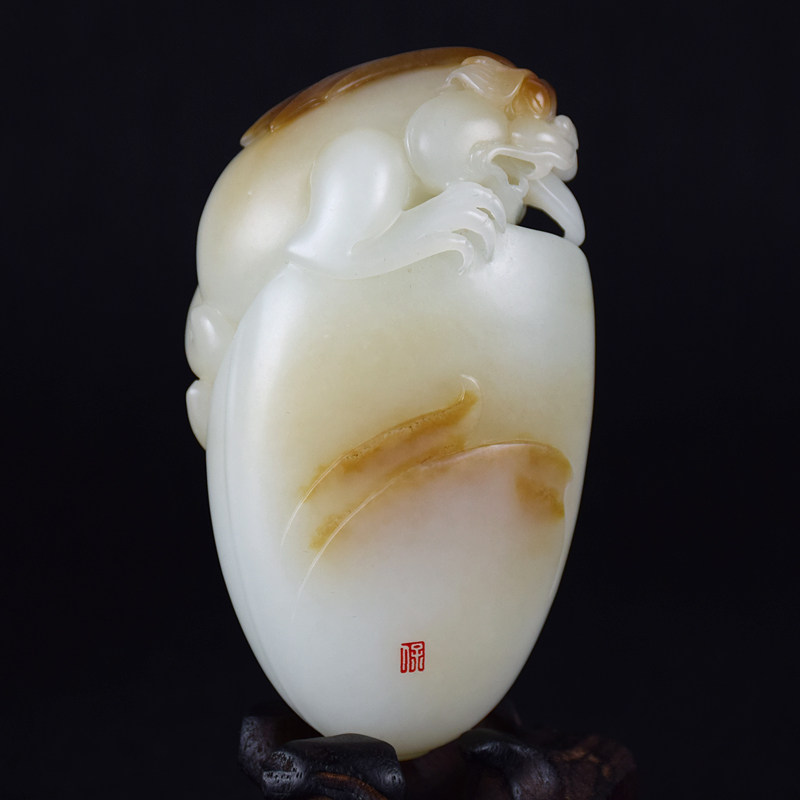 国家级玉雕大师张保国作品 和田玉 三足金蟾 290.99克