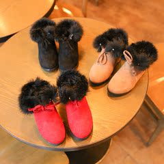 2016冬季新款儿童靴子女童大棉短靴韩版公主高跟鞋中童保暖棉靴