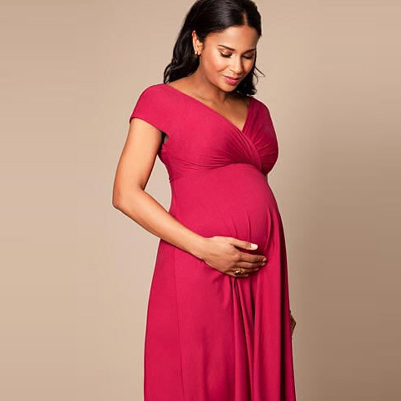 连衣裙孕妇网红外出新年衣服孕妇装独家定制红色喜庆新娘服v领