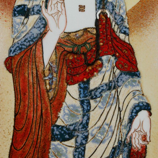 江西省工艺美术师 彭卫青作品 高温颜色釉瓷板《阿弥陀佛》
